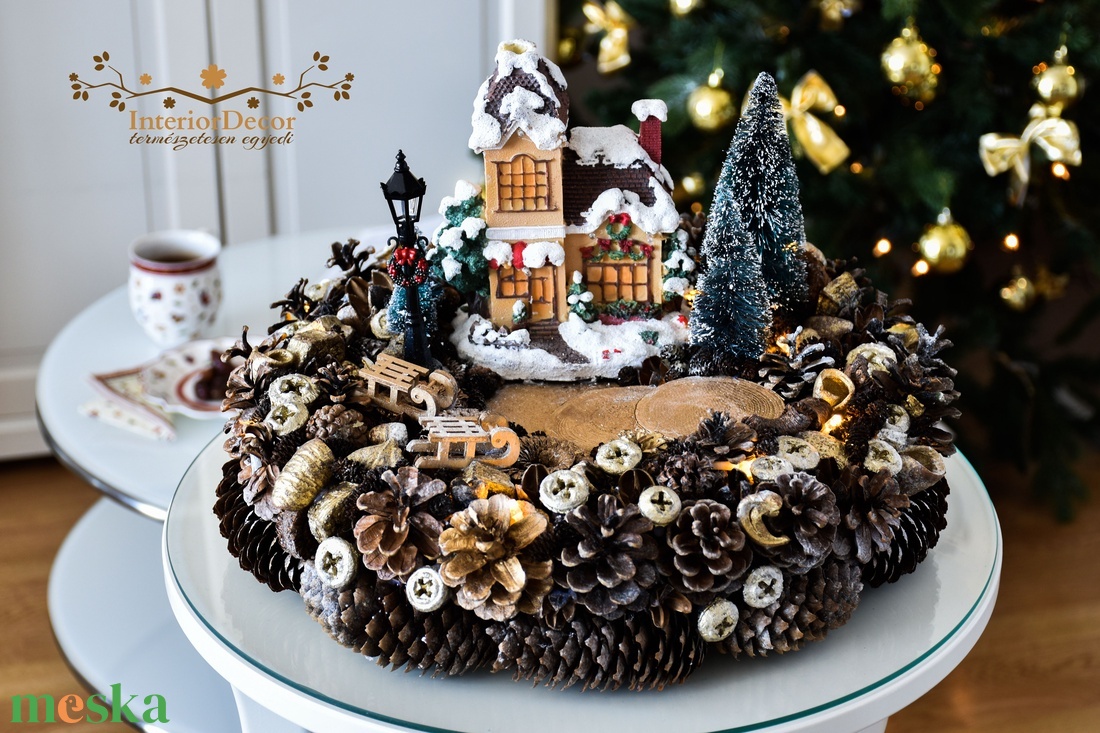 Téli idill - karácsony - adventi díszek - adventi gyertyadíszek és koszorúdíszek - Meska.hu