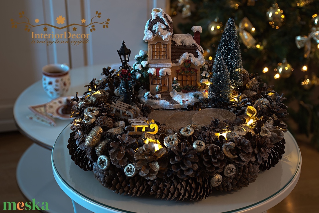 Téli idill - karácsony - adventi díszek - adventi gyertyadíszek és koszorúdíszek - Meska.hu