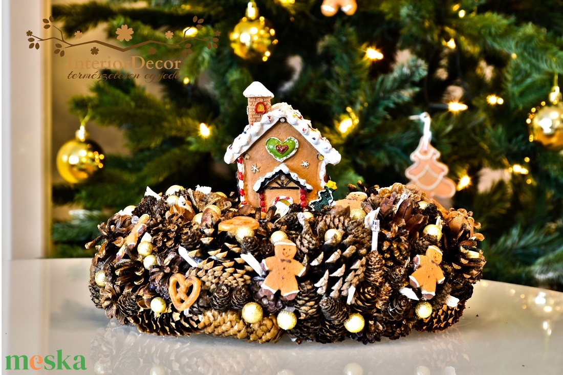 Illatos mézeskalács asztali koszorú világítással - karácsony - adventi díszek - adventi gyertyadíszek és koszorúdíszek - Meska.hu