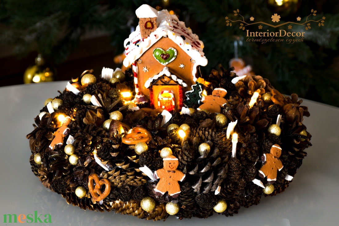 Illatos mézeskalács asztali koszorú világítással - karácsony - adventi díszek - adventi gyertyadíszek és koszorúdíszek - Meska.hu