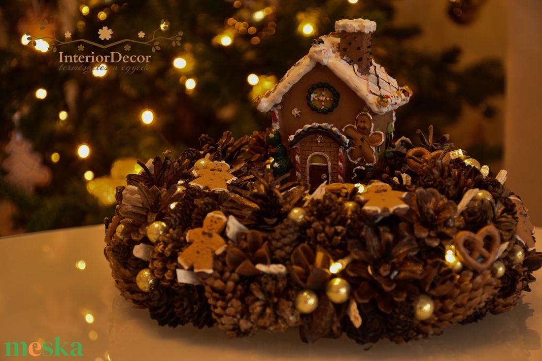 Illatos mézeskalács asztali koszorú világítással - karácsony - adventi díszek - adventi gyertyadíszek és koszorúdíszek - Meska.hu