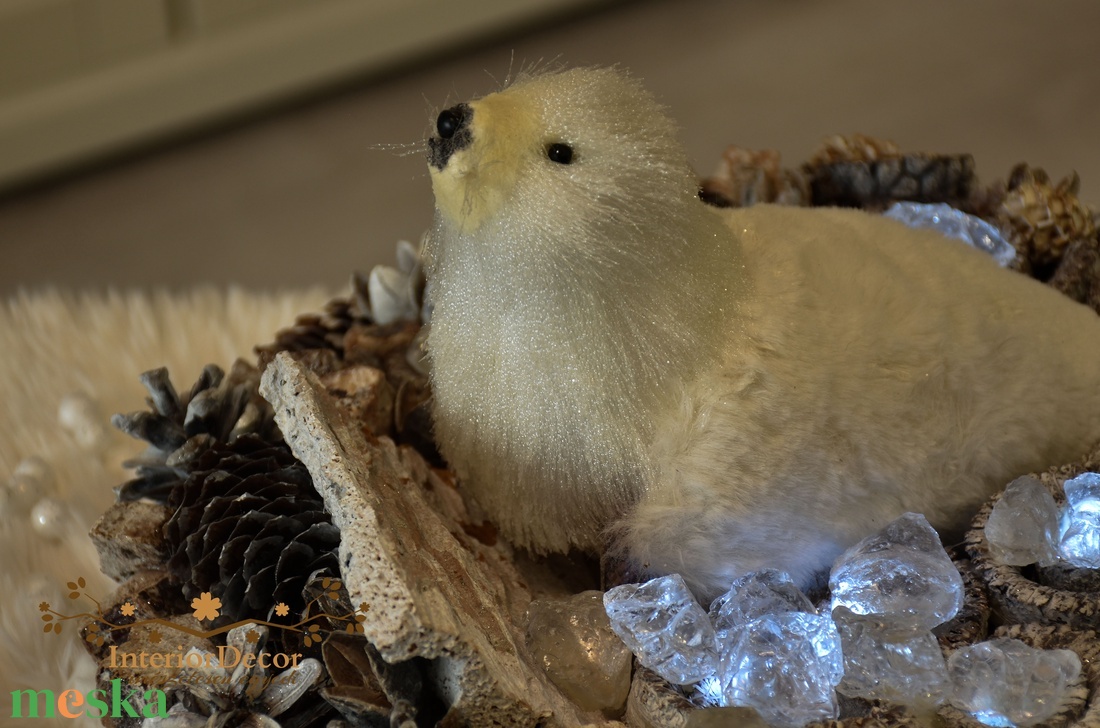 Fókás asztali koszorú világítással - otthon & életmód - dekoráció - asztal és polc dekoráció - asztaldísz - Meska.hu