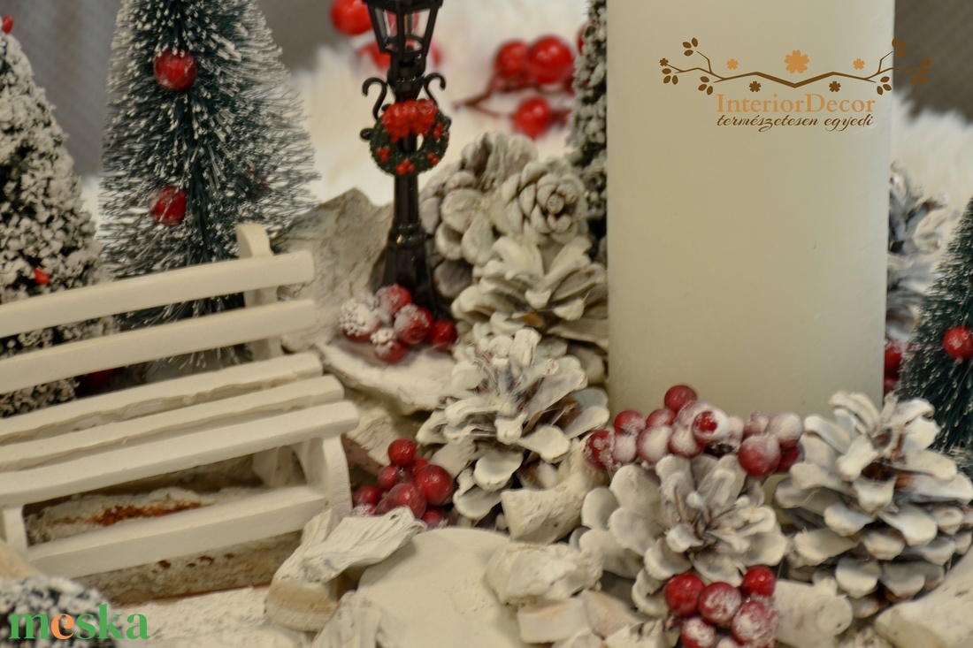 Téli életkép asztali dísz gyertyával - karácsony - adventi díszek - adventi asztaldísz - Meska.hu