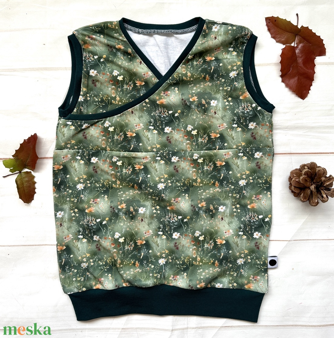 Bebújós gyermek mellény 80-86 - virágos - ruha & divat - gyerekruha - gyerek mellény - Meska.hu