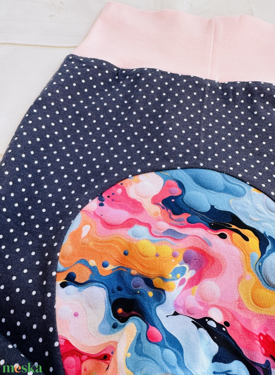 Popókörös, hordozós nadrág 62-74 - sötétkék pöttyök - ruha & divat - babaruha & gyerekruha - nadrág - Meska.hu