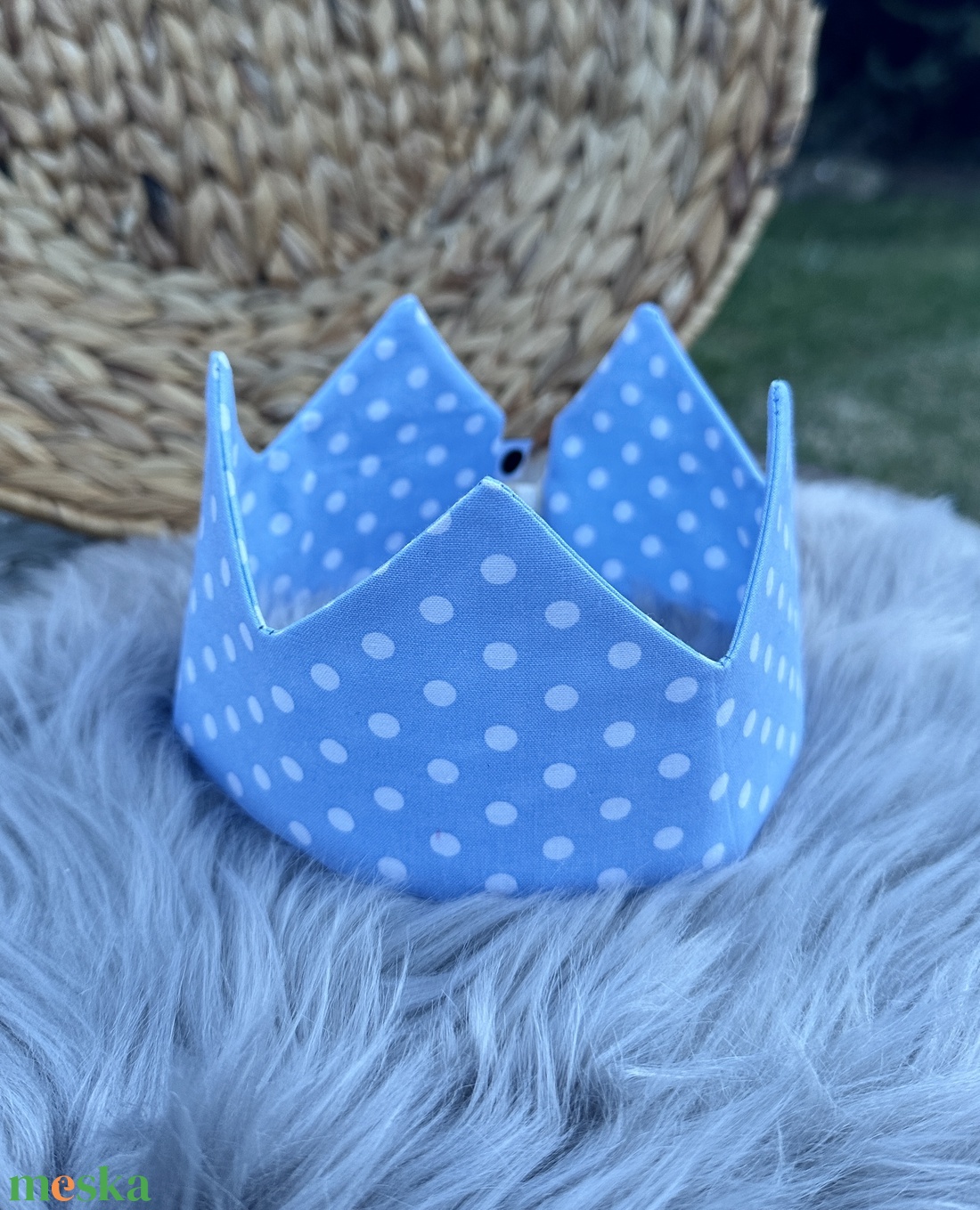 Textil korona - kék pöttyös - játék & sport - szerepjáték - Meska.hu