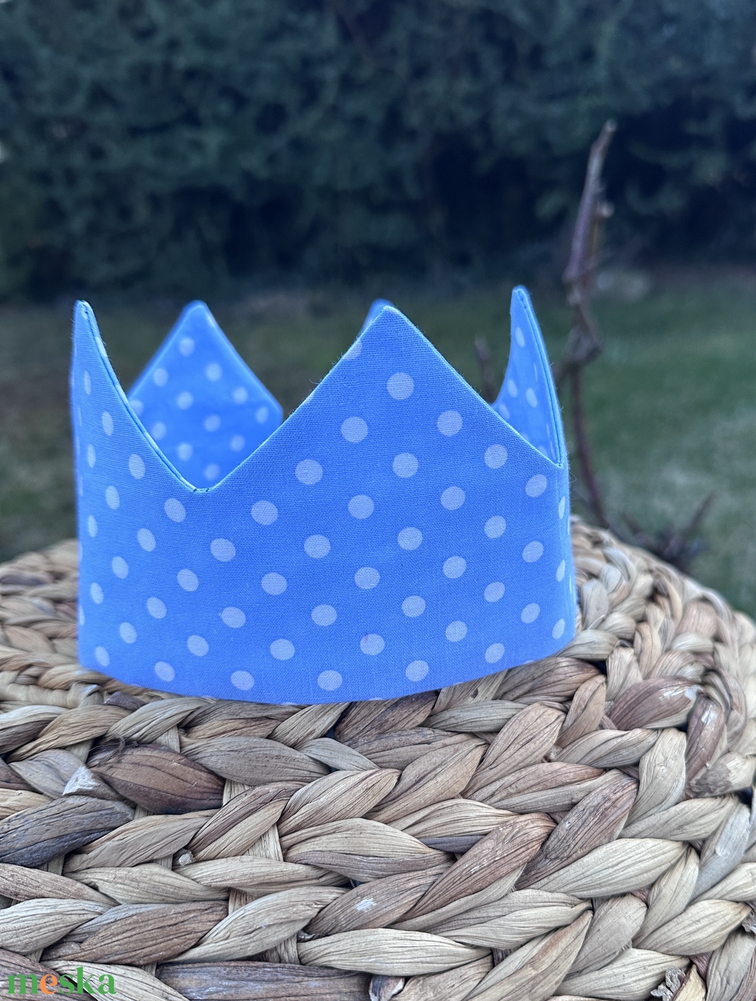 Textil korona - kék pöttyös - játék & sport - szerepjáték - Meska.hu