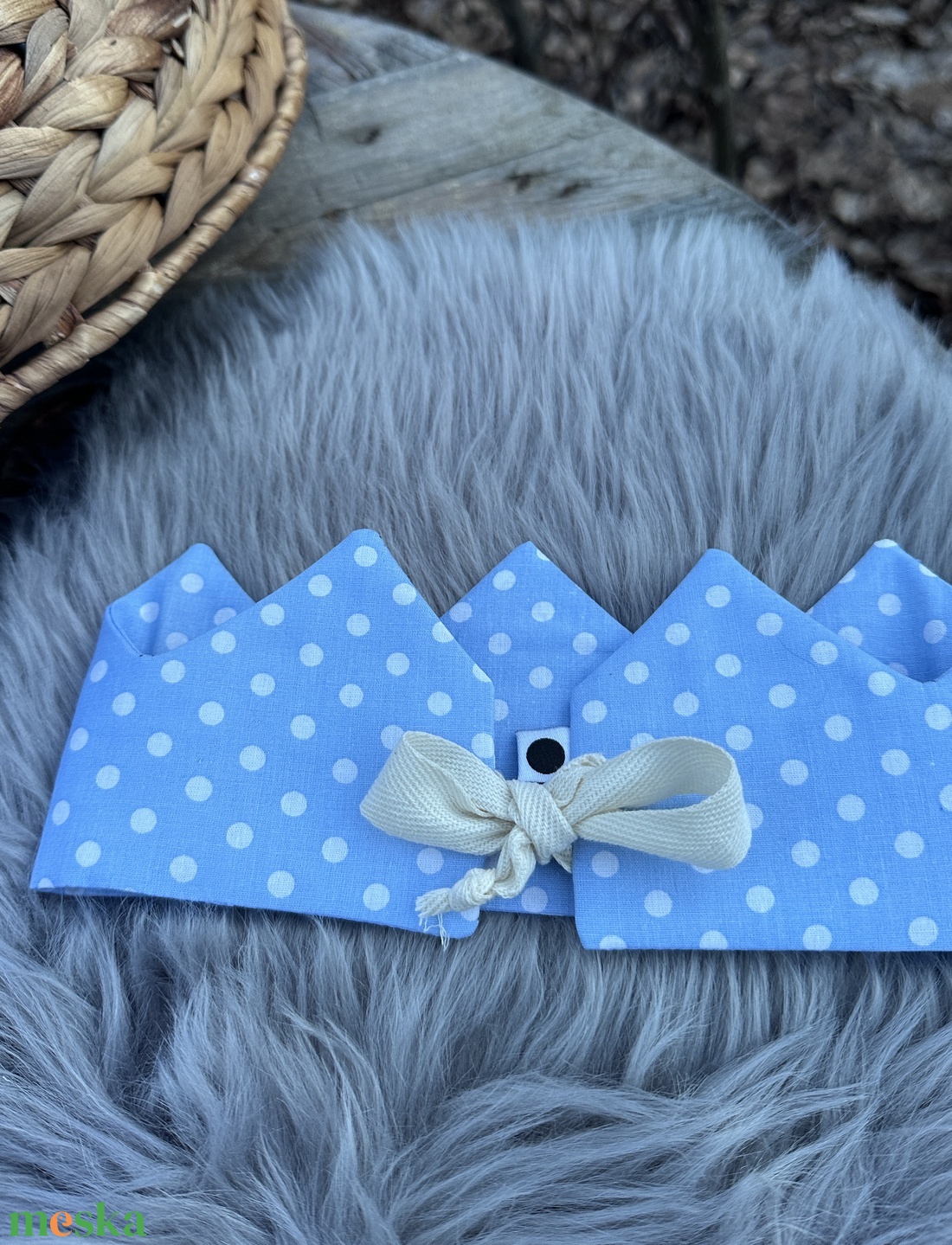 Textil korona - kék pöttyös - játék & sport - szerepjáték - Meska.hu