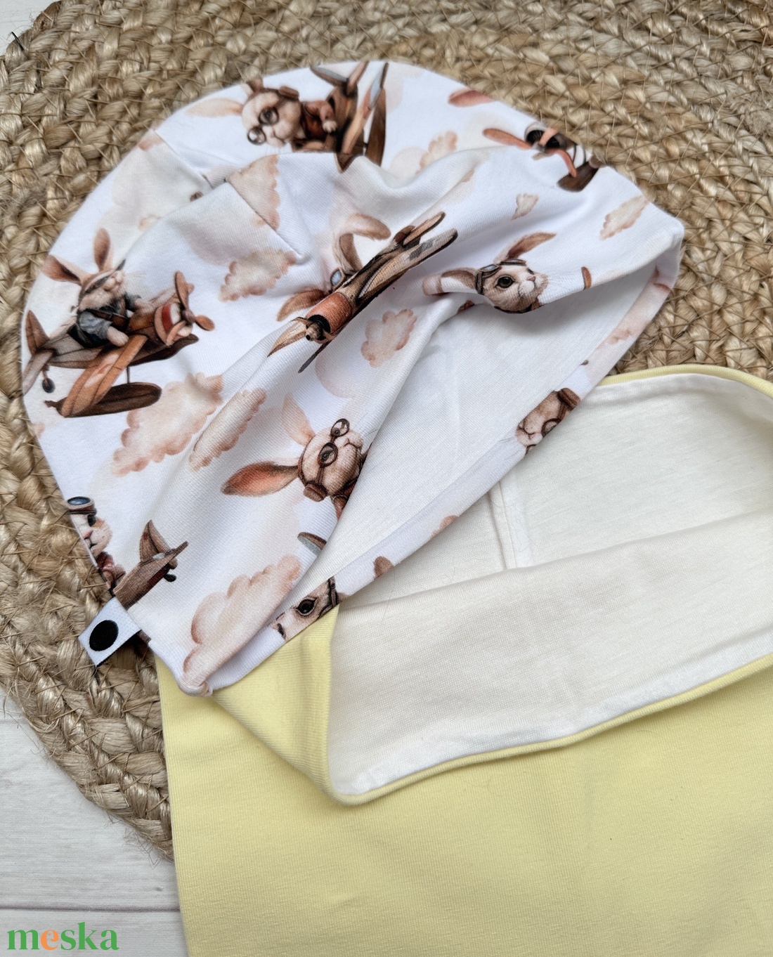 Gyermek sapka, csősál csomag - nyuszis repülős - ruha & divat - sál, sapka, kendő - sapka & sál szett - Meska.hu