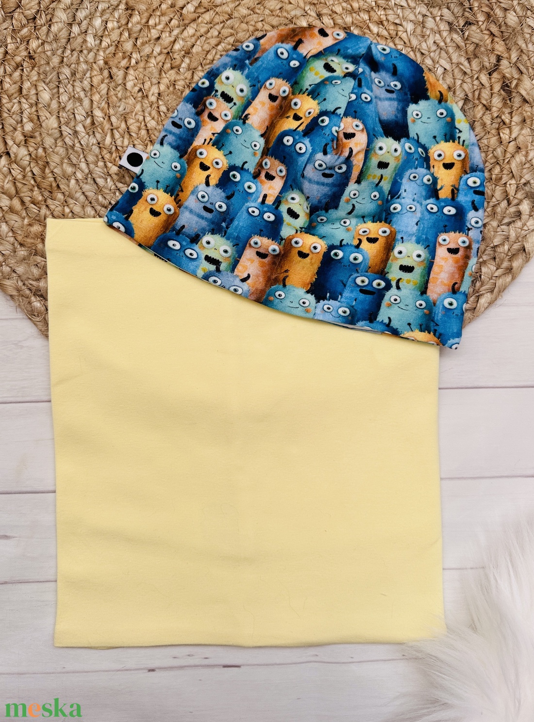 Gyermek sapka, csősál csomag - szörnyecskés - ruha & divat - sál, sapka, kendő - sapka & sál szett - Meska.hu