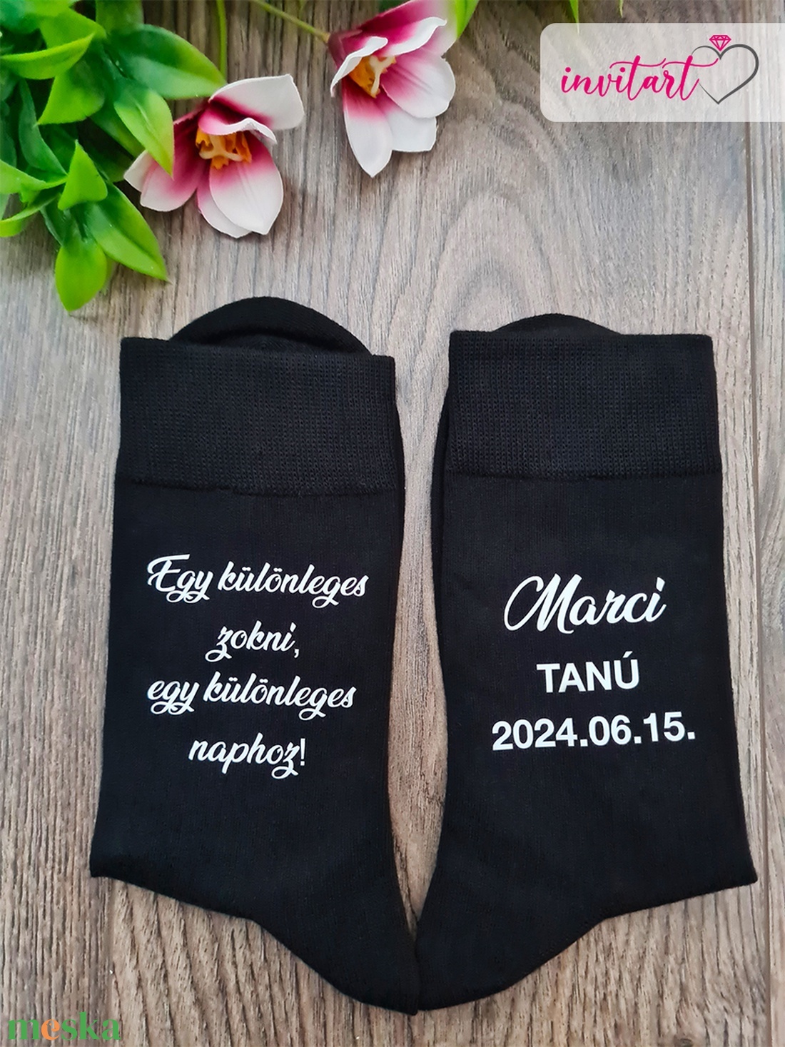 Névre szóló tanú felkérő zokni / ajándék zokni - esküvő - emlék & ajándék - köszönőajándék - Meska.hu