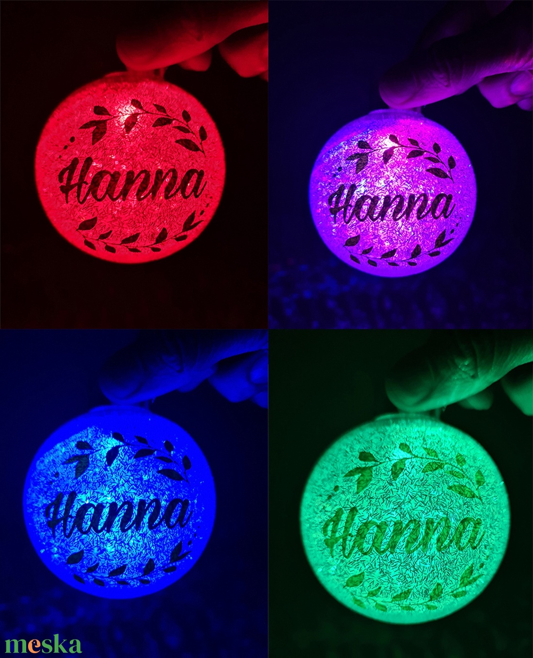 Színváltós névre szóló karácsonyi gömb/karácsonyi dísz - karácsony - karácsonyi lakásdekoráció - karácsonyfadíszek - Meska.hu