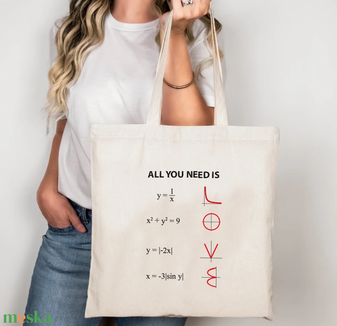 All you need is LOVE vászontáska matek rajongóknak akciós termékkép 1