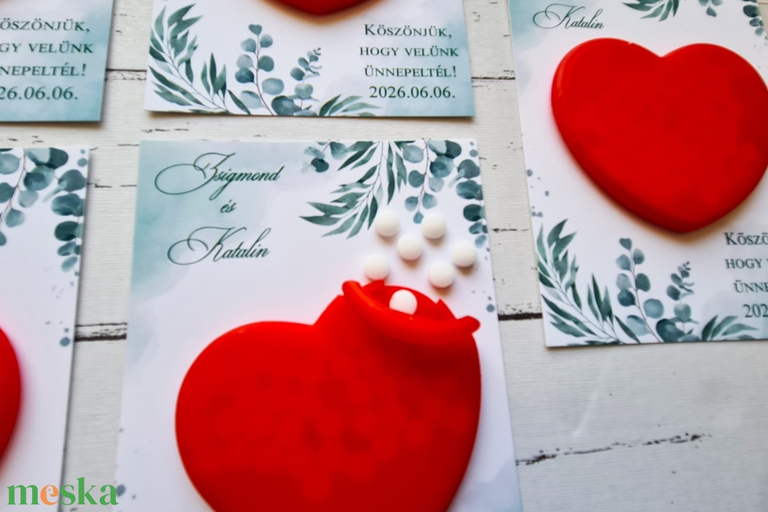 Szív alakú cukorkatartó köszönetajándék mentolos cukorkával - esküvő - emlék & ajándék - köszönőajándék - Meska.hu