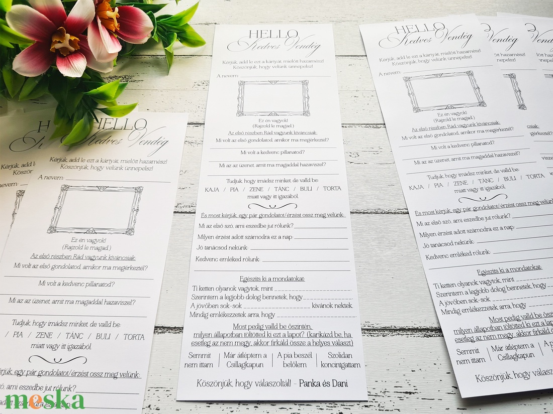 Helló Kedves Vendég - kártya - esküvő - emlék & ajándék - köszönőajándék - Meska.hu