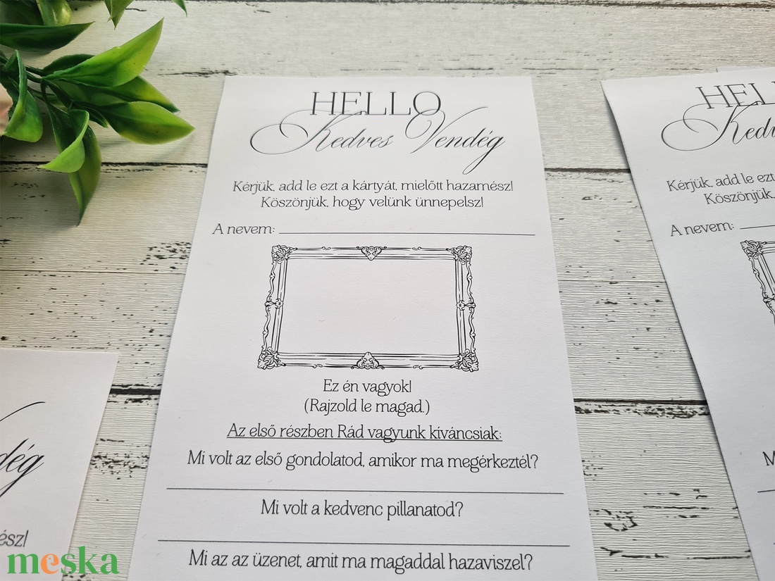 Helló Kedves Vendég - kártya - esküvő - emlék & ajándék - köszönőajándék - Meska.hu