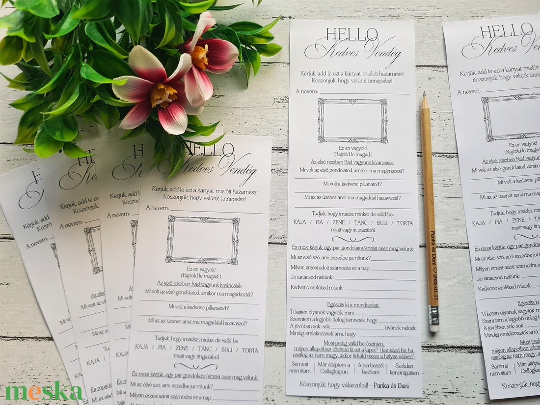 Helló Kedves Vendég - kártya - esküvő - emlék & ajándék - köszönőajándék - Meska.hu