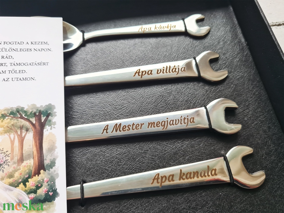 Szeretetből összerakva - Egyedi villáskulcs evőeszköz szett Apáknak - esküvő - emlék & ajándék - szülőköszöntő ajándék - Meska.hu