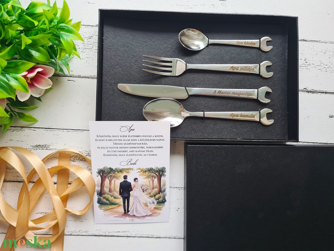 Szeretetből összerakva - Egyedi villáskulcs evőeszköz szett Apáknak - esküvő - emlék & ajándék - szülőköszöntő ajándék - Meska.hu