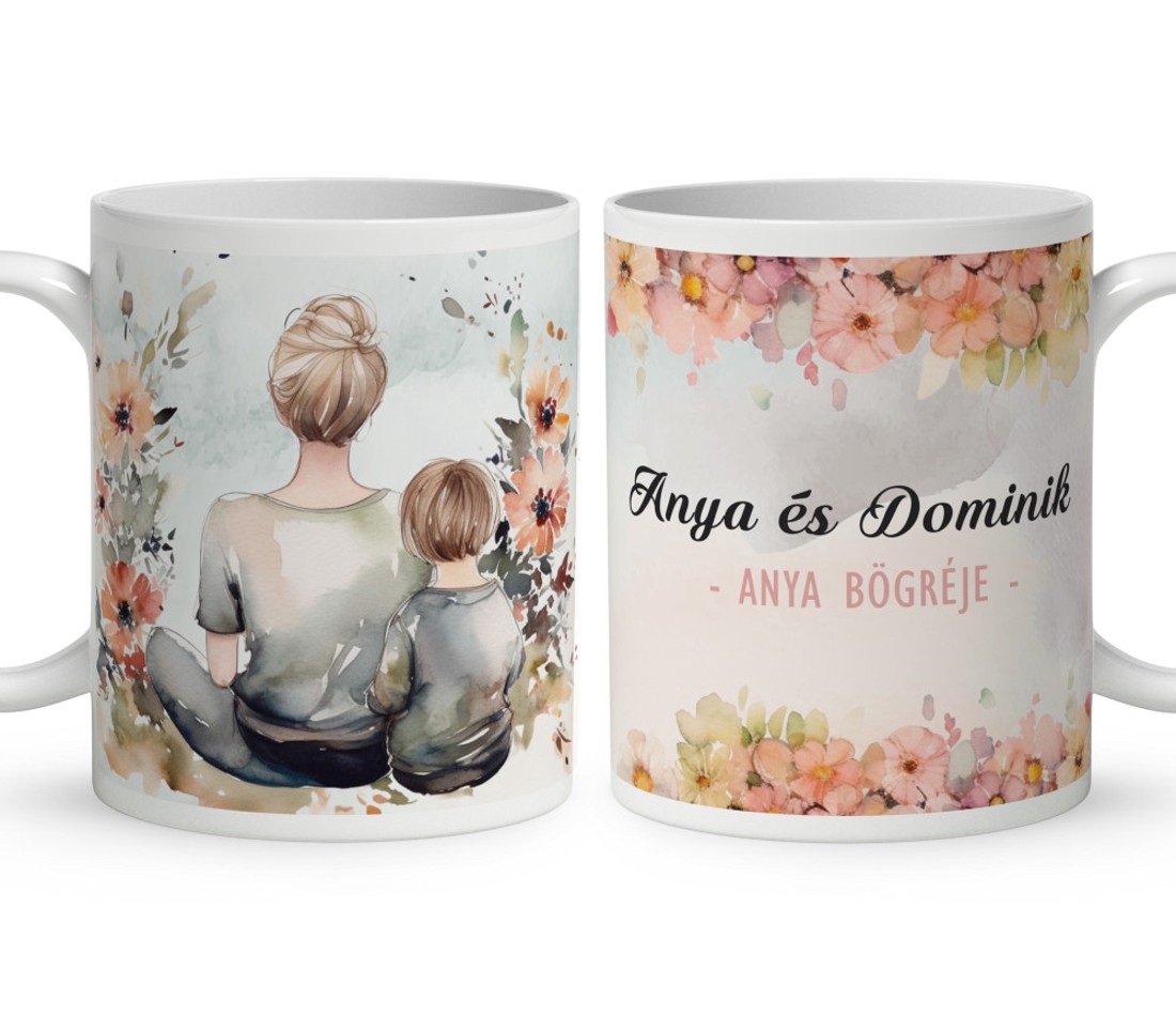 Kérd a neveddel - Anya és kicsi fia mintás bögre - otthon & életmód - konyhafelszerelés, tálalás - tálalás - bögre & csésze - Meska.hu