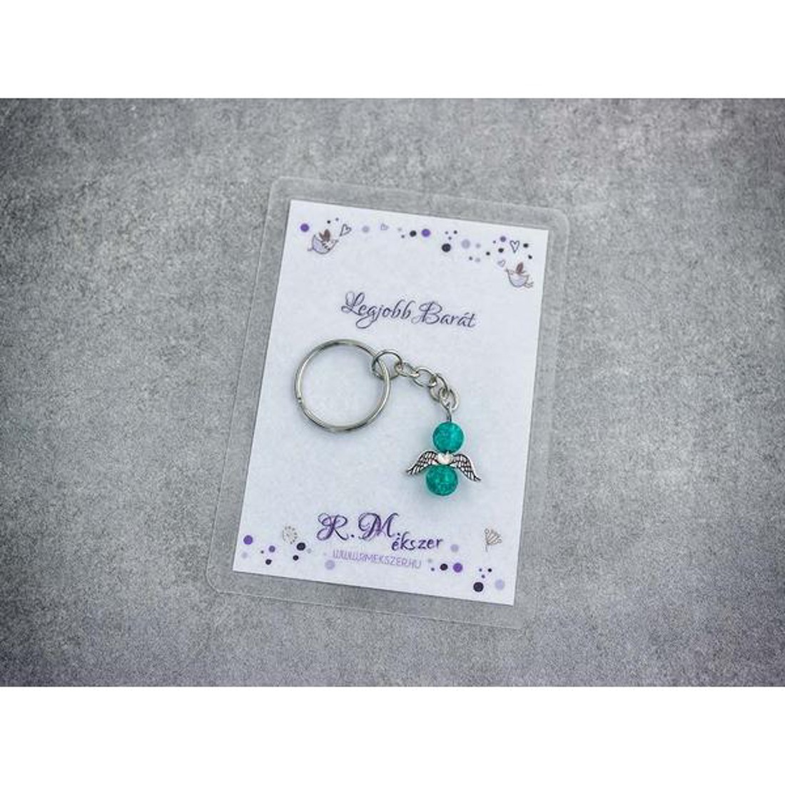 Legjobb barátomnak pávakék angyal medálos kulcstartó - táska & tok - kulcstartó & táskadísz - kulcstartó - Meska.hu