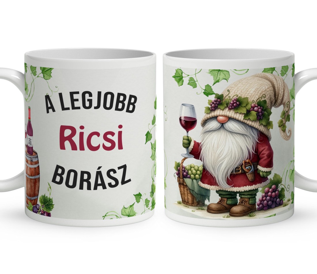 Névvel kérhető - A legjobb borász manó koccintsunk mintás bögre - otthon & életmód - konyhafelszerelés, tálalás - tálalás - bögre & csésze - Meska.hu