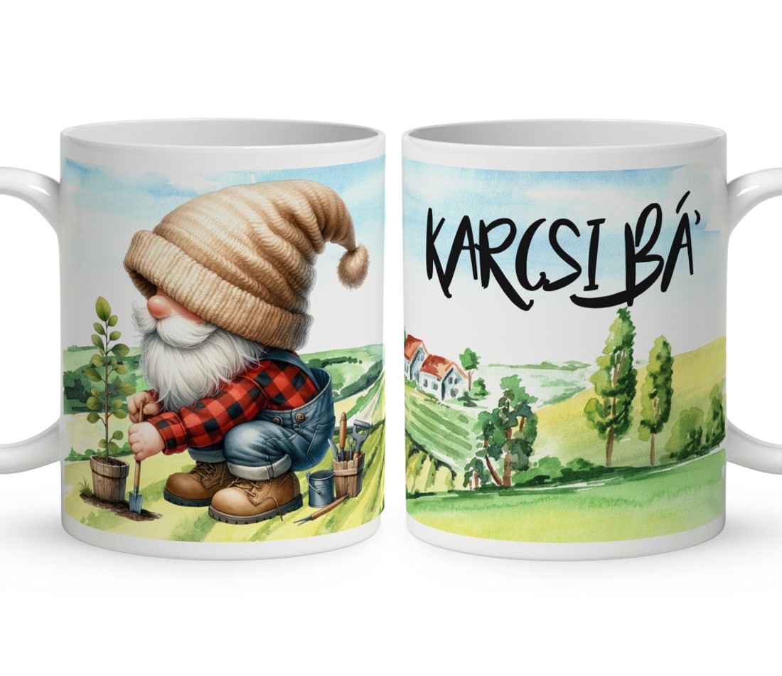 Névvel kérhető - Gazda manó és az ültetés mintás bögre - otthon & életmód - konyhafelszerelés, tálalás - tálalás - bögre & csésze - Meska.hu
