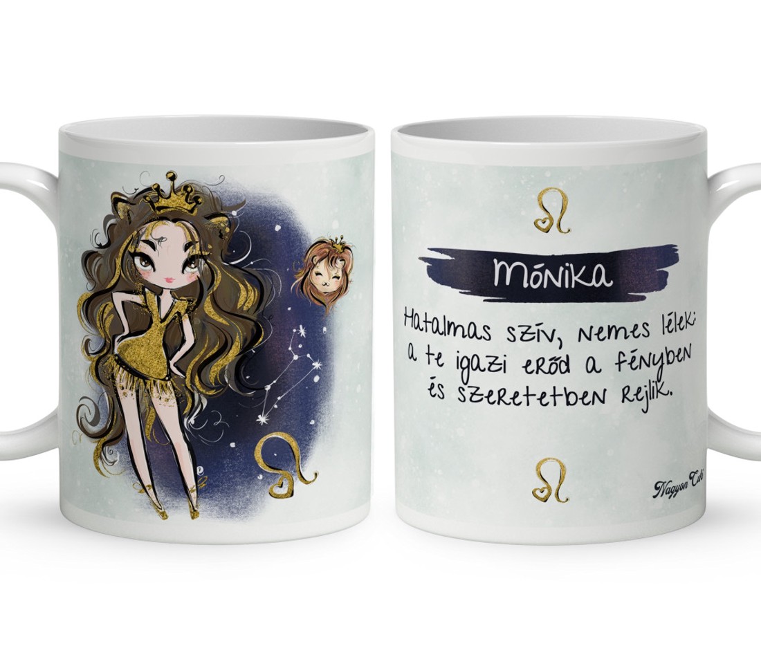 Személyre szabható - Barna hajú Csini Oroszlán lány mintás bögre - otthon & életmód - konyhafelszerelés, tálalás - tálalás - bögre & csésze - Meska.hu