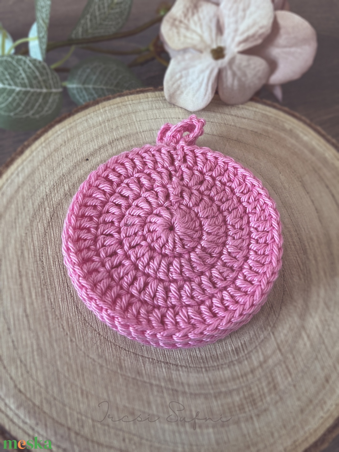 Horgolt öko arctisztító korongok / pink / 100% pamut - szépségápolás - arcápolás - arctisztító korong - Meska.hu