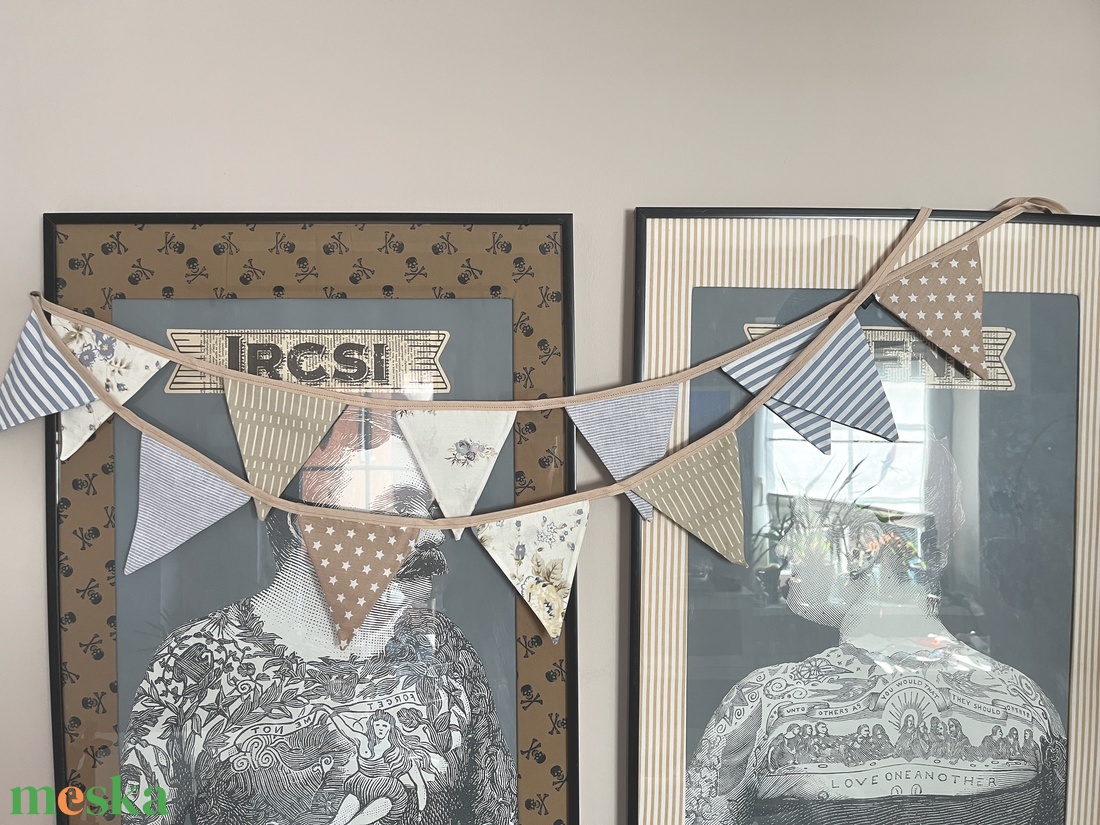 Textil zászló girland / bunting / zászló füzér - otthon & életmód - dekoráció - fali és függő dekoráció - falra akasztható dekor - Meska.hu
