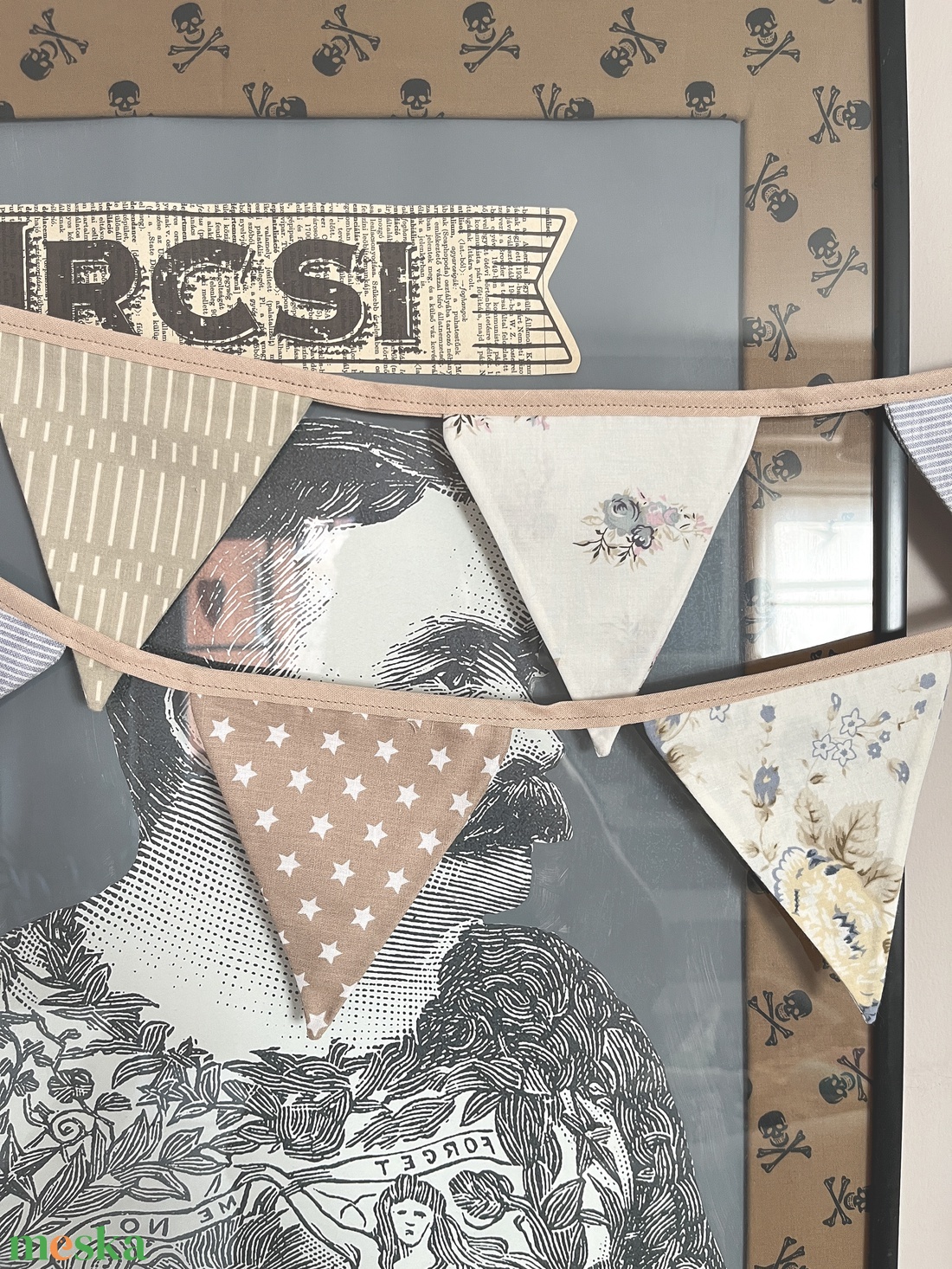 Textil zászló girland / bunting / zászló füzér - otthon & életmód - dekoráció - fali és függő dekoráció - falra akasztható dekor - Meska.hu