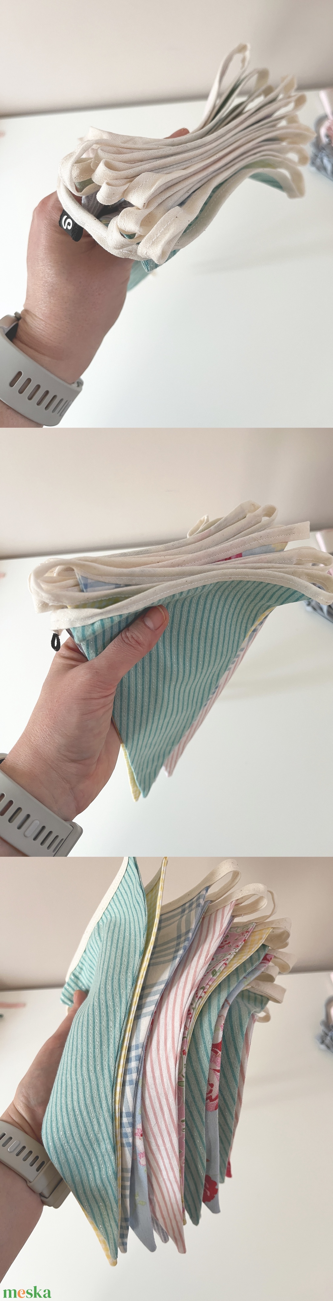 Textil zászló girland / bunting / zászló füzér - otthon & életmód - dekoráció - fali és függő dekoráció - falra akasztható dekor - Meska.hu