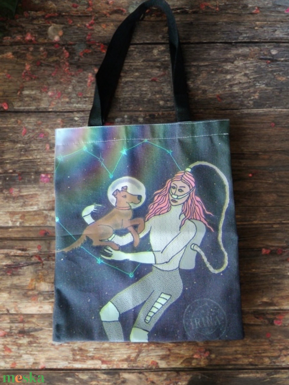 Űrkutya egyedi grafikás bevásárlótáska - táska & tok - bevásárlás & shopper táska - shopper, textiltáska, szatyor - Meska.hu