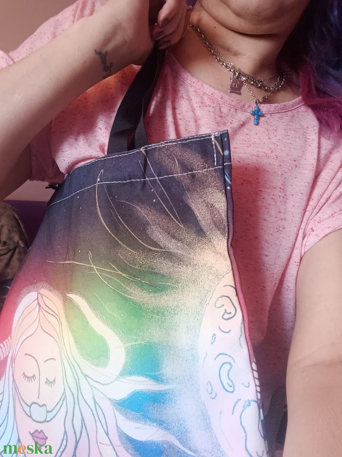 Irina asztronauta színeváltozása kétoldalas, egyedi grafikás bevásárlótáska - táska & tok - bevásárlás & shopper táska - shopper, textiltáska, szatyor - Meska.hu