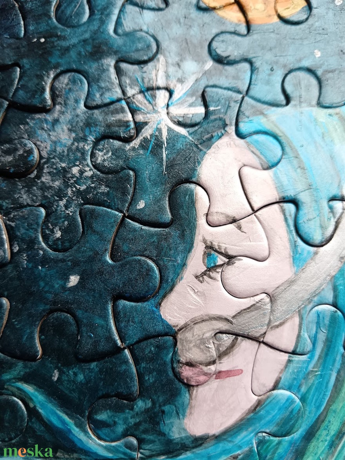 Irány a Szaturnusz! egyedi, kézzel festett akrilkép puzzle alapon - otthon & életmód - dekoráció - kép & falikép - táblakép - Meska.hu