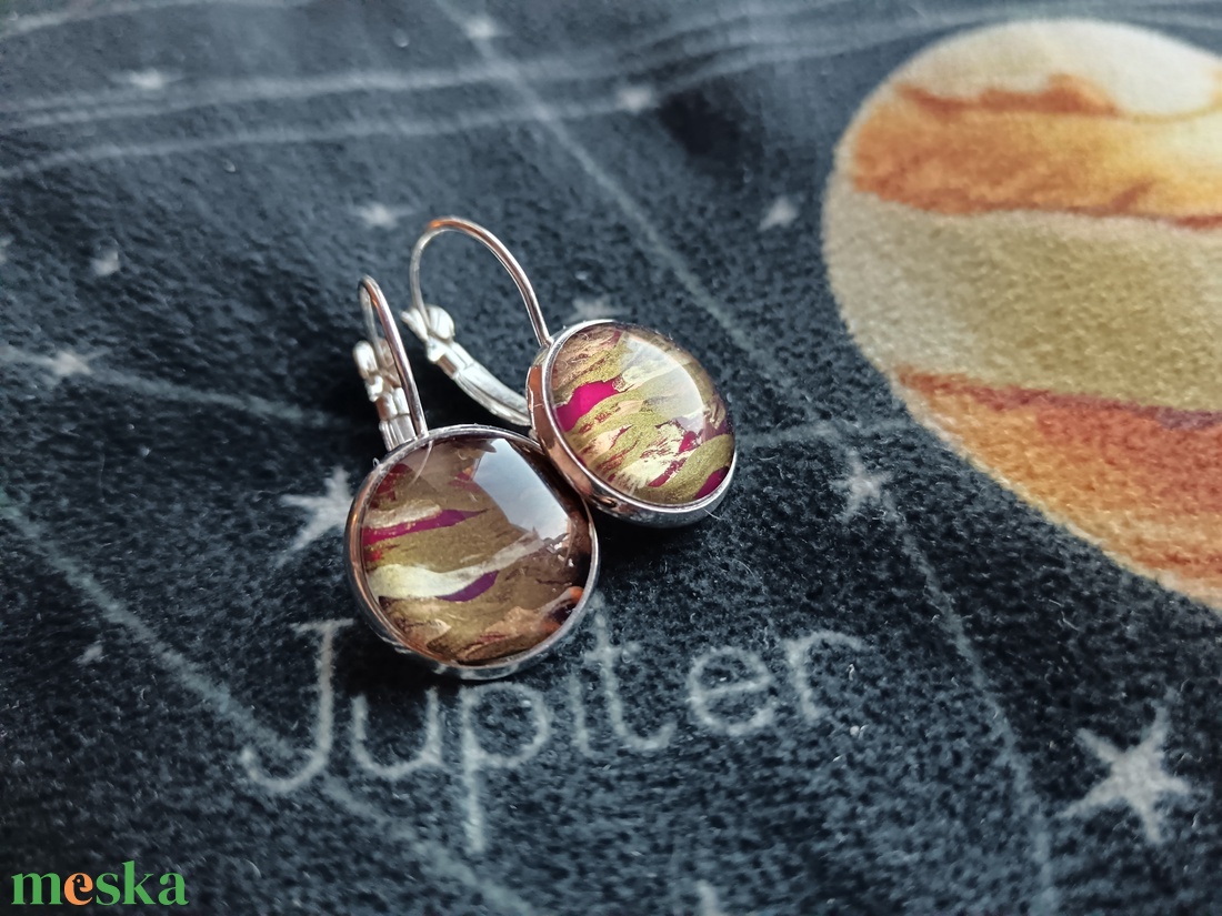 Jupiter kézzel festett fülbevaló - ékszer - fülbevaló - lógó fülbevaló - Meska.hu