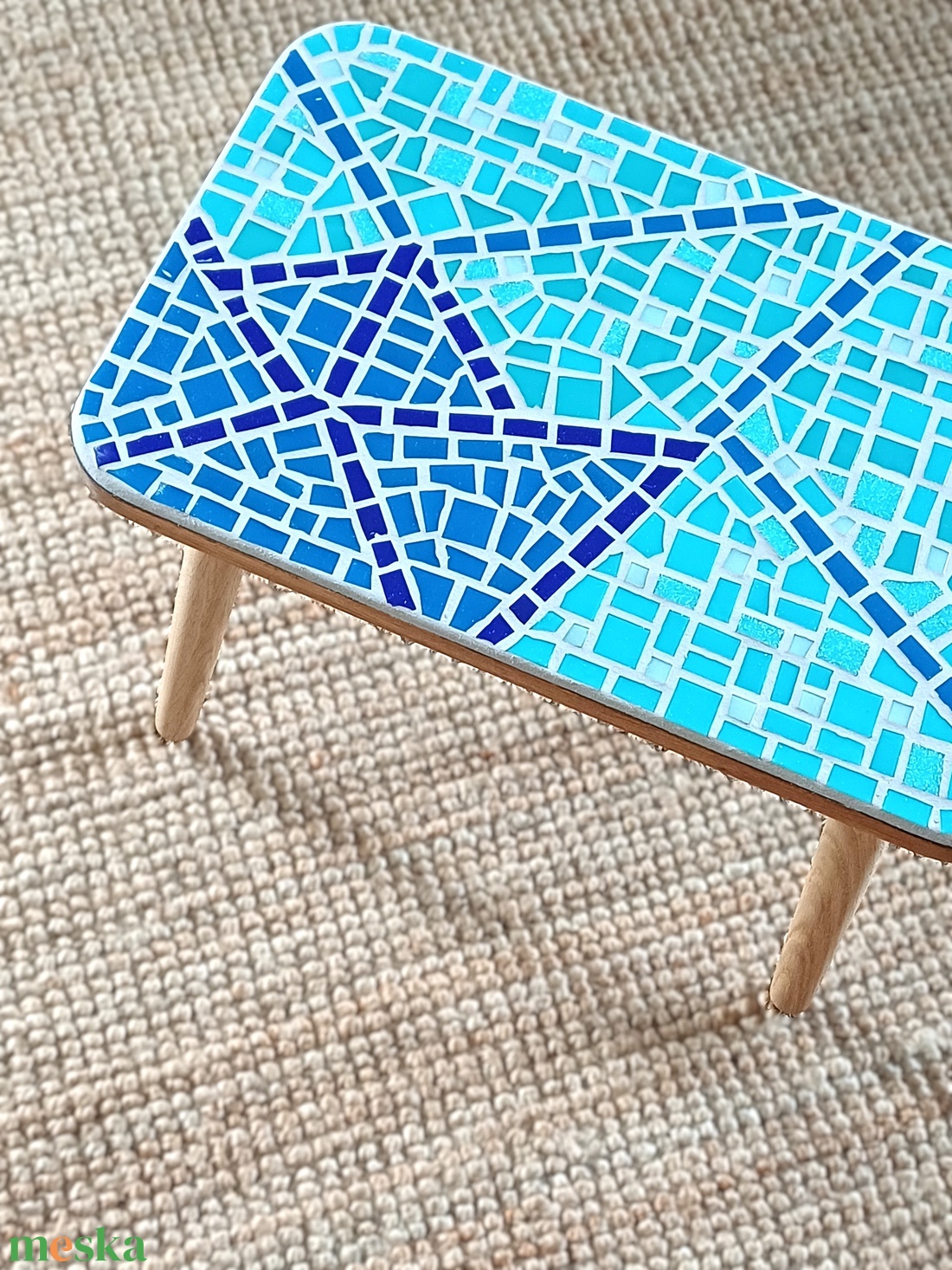 Origami - mozaikos asztalka, tömör tölgy,fából - otthon & életmód - bútor - asztal - Meska.hu