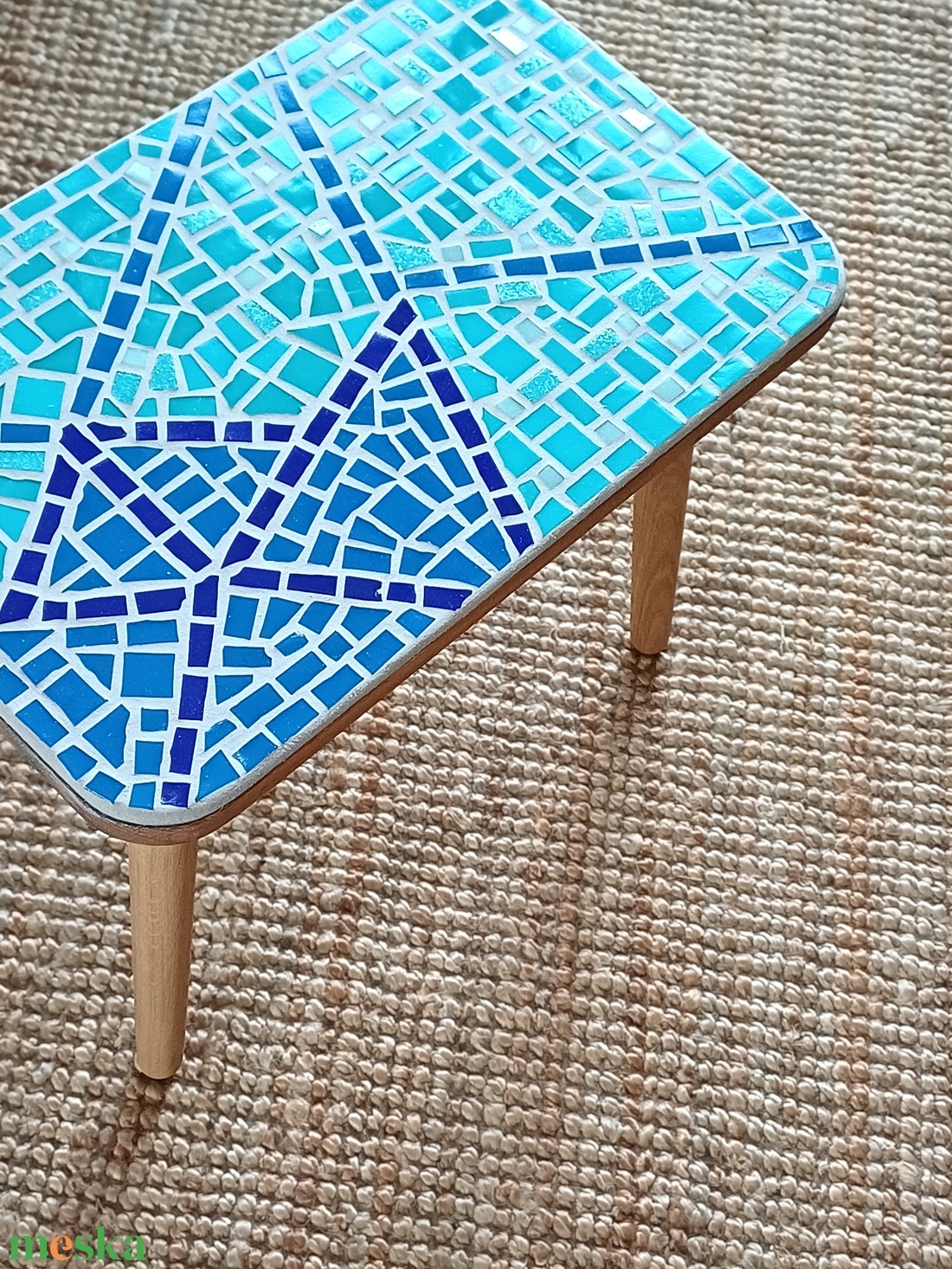 Origami - mozaikos asztalka, tömör tölgy,fából - otthon & életmód - bútor - asztal - Meska.hu