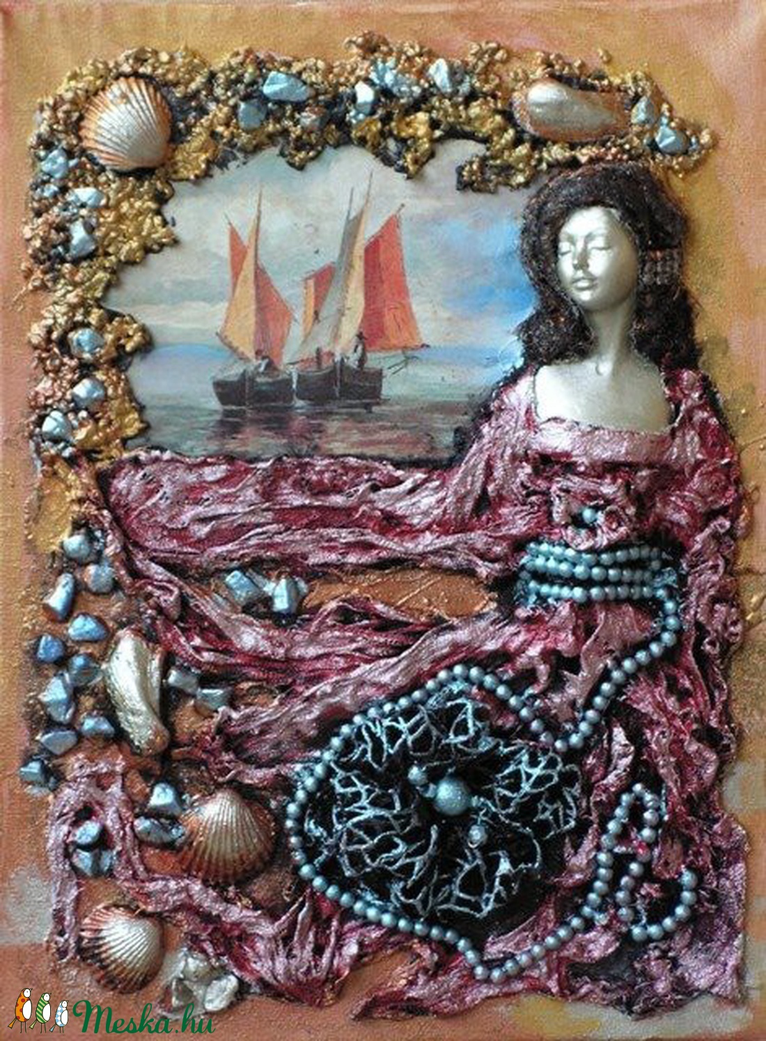 Távoli vizeken- paverpol textilkép - művészet - festmény - Meska.hu