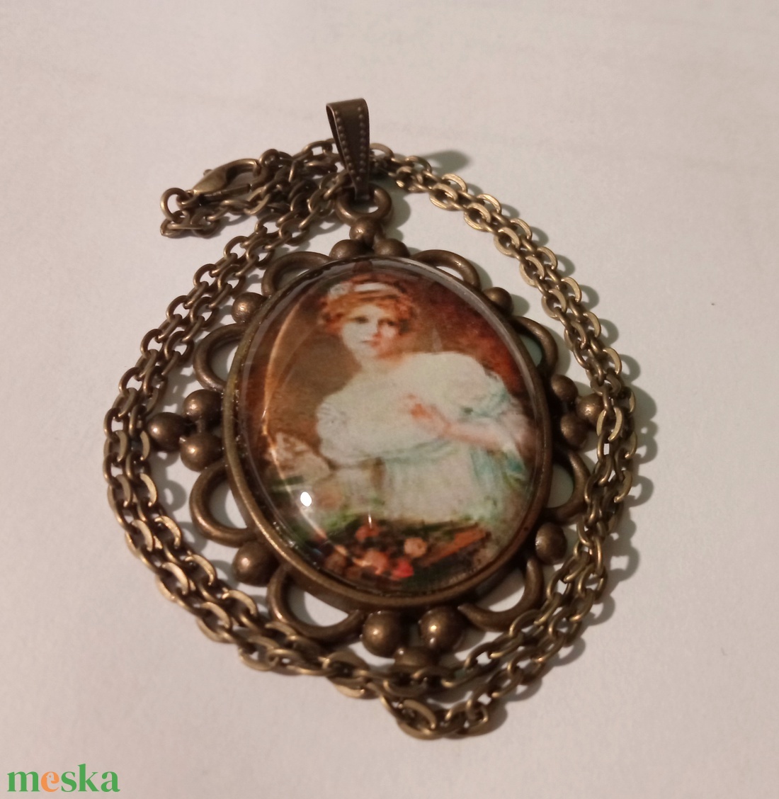 ÜVEGLENCSÉS ÉKSZEREK-KIÁRUSÍTÁS-Nyaklánc virágok -vintage - ékszer - nyaklánc - medálos nyaklánc - Meska.hu