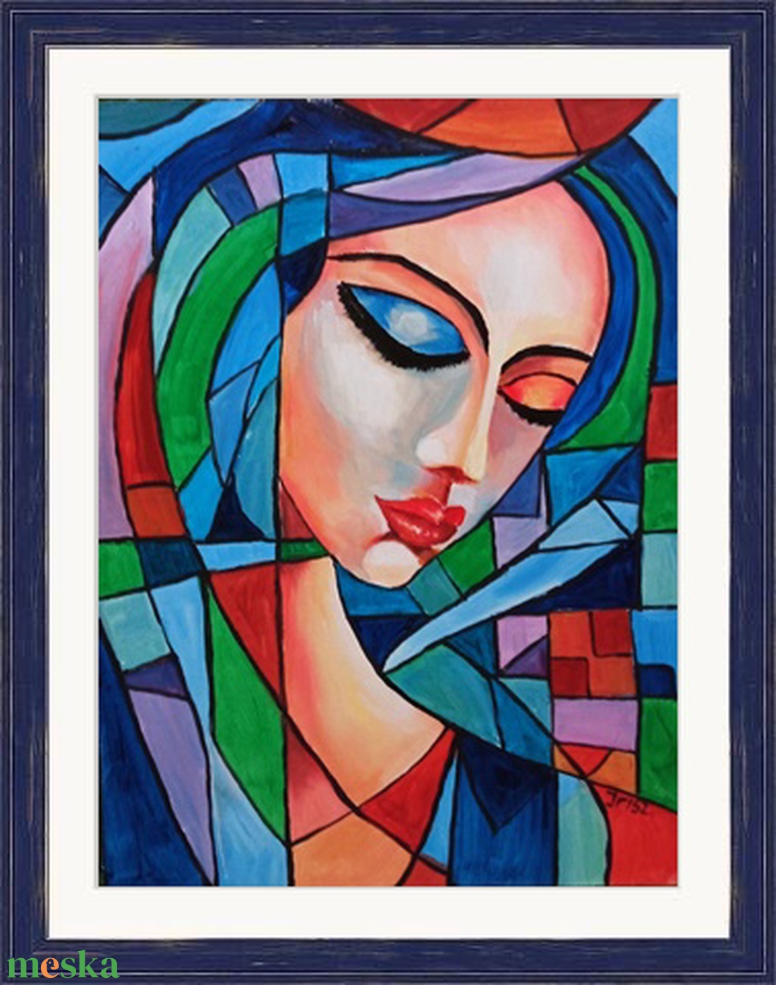 KÉK MADONNA- ABSZTRAKT festmény - művészet - festmény - olajfestmény - Meska.hu