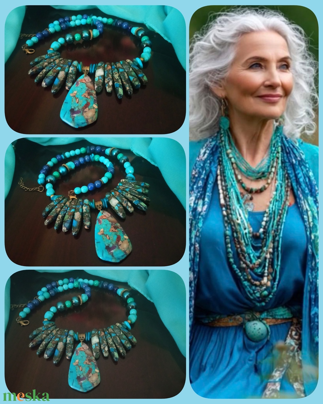 FÉLDRÁGAKŐ/ÁSVÁNY/ -GYÖNGYSOR - ékszer - nyaklánc - medálos nyaklánc - Meska.hu