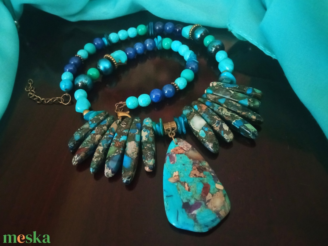 FÉLDRÁGAKŐ/ÁSVÁNY/ -GYÖNGYSOR - ékszer - nyaklánc - medálos nyaklánc - Meska.hu