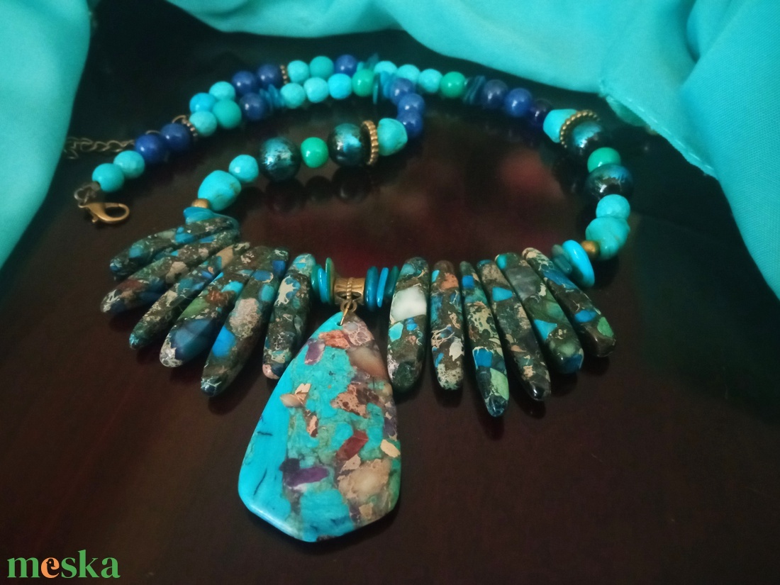 FÉLDRÁGAKŐ/ÁSVÁNY/ -GYÖNGYSOR - ékszer - nyaklánc - medálos nyaklánc - Meska.hu