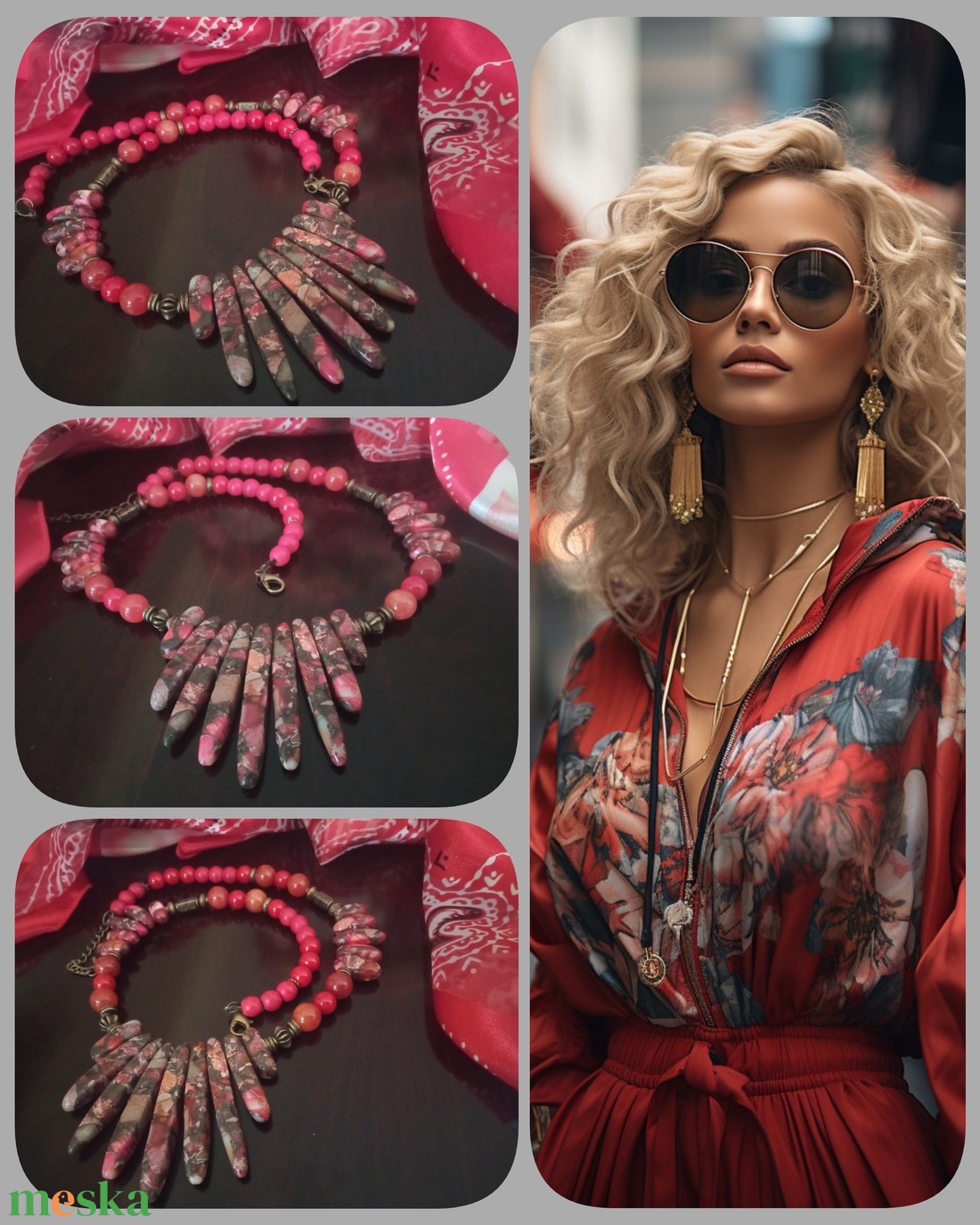 FÉLDRÁGAKŐ/ÁSVÁNY/ -GYÖNGYSOR - ékszer - nyaklánc - medálos nyaklánc - Meska.hu