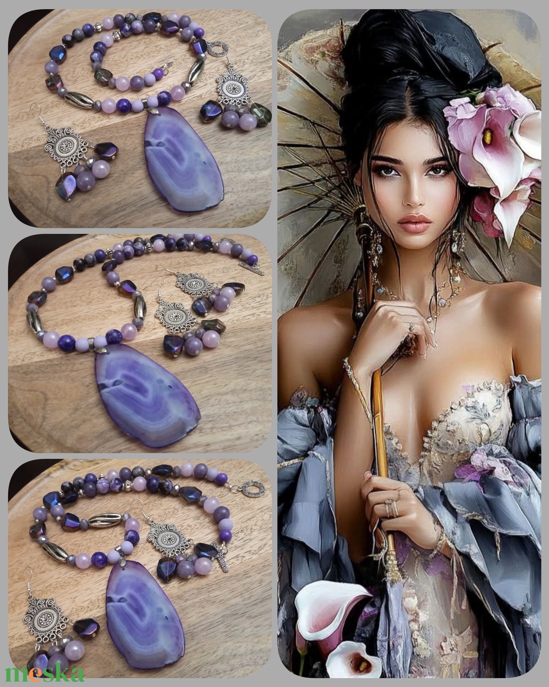 FÉLDRÁGAKŐ/ÁSVÁNY/ -SZETT - ékszer - ékszerszett - Meska.hu