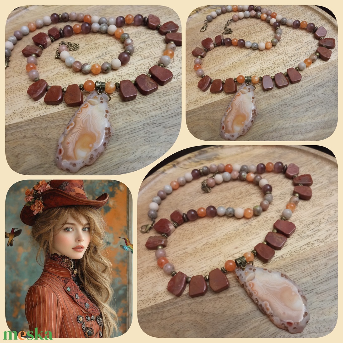 FÉLDRÁGAKŐ/ÁSVÁNY/ - NYAKÉK - ékszer - nyaklánc - gyöngyös nyaklánc - Meska.hu