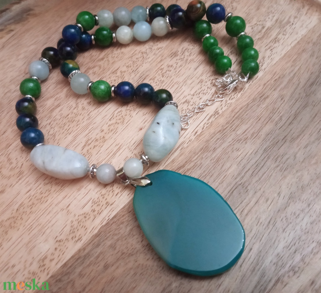 FÉLDRÁGAKŐ/ÁSVÁNY/ - gyöngysor, nyakék - ékszer - ékszerszett - Meska.hu