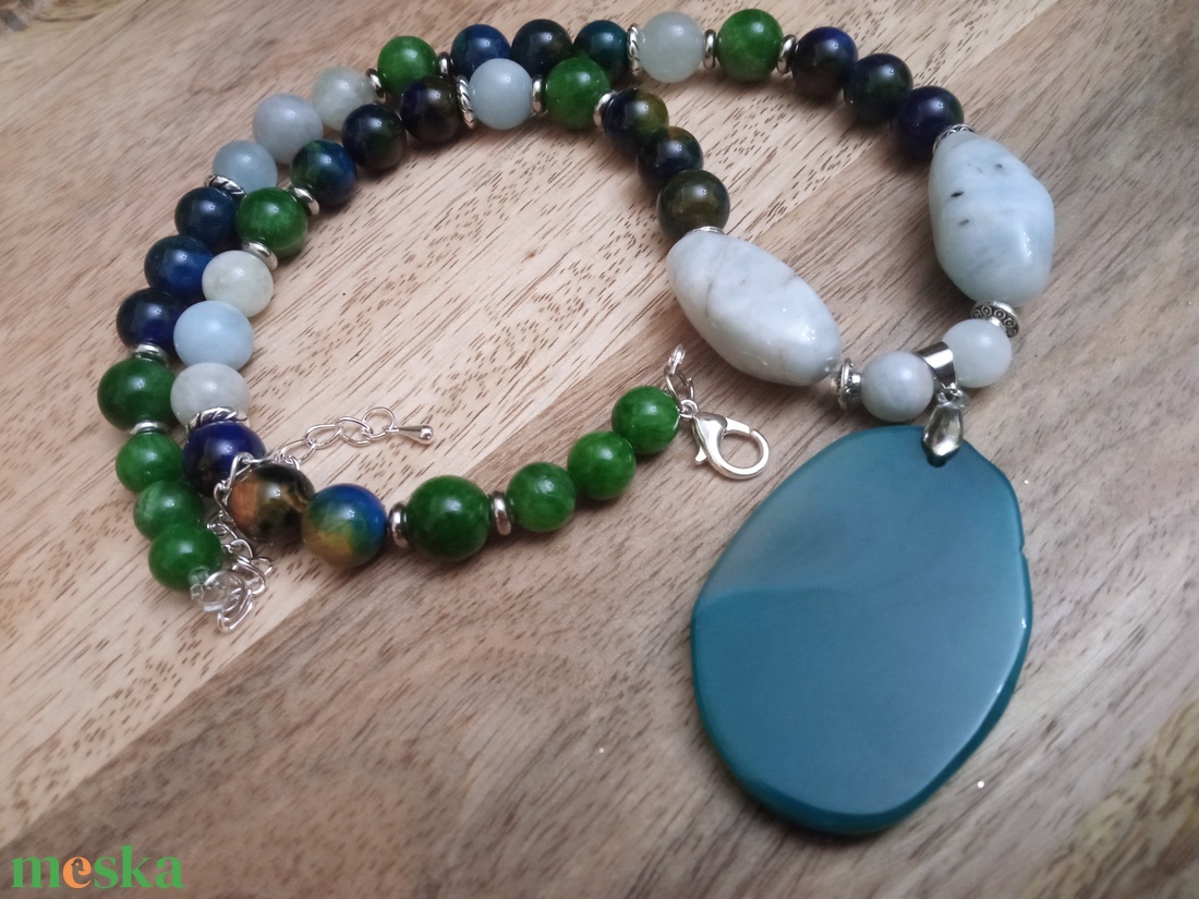 FÉLDRÁGAKŐ/ÁSVÁNY/ - gyöngysor, nyakék - ékszer - ékszerszett - Meska.hu