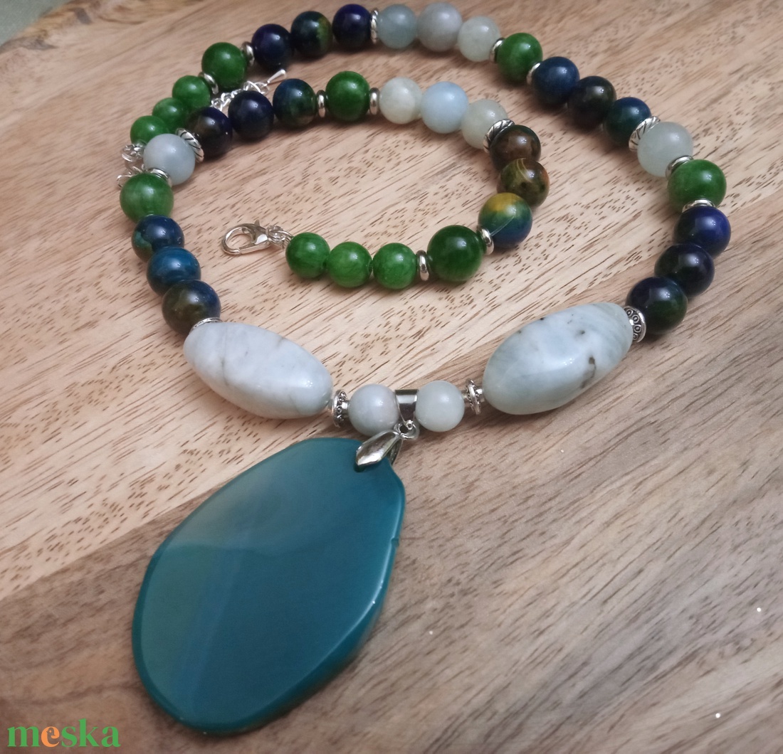 FÉLDRÁGAKŐ/ÁSVÁNY/ - gyöngysor, nyakék - ékszer - ékszerszett - Meska.hu